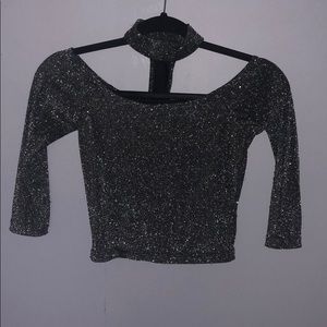 Black sparkly crop with built in choker!